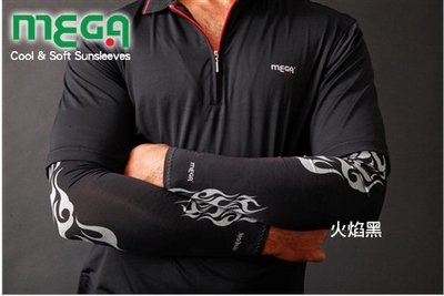 【JC VESPA】MEGA涼感袖套(黑底 灰色火焰) COOL &amp; SOFT 抗UV袖套 酷涼 防曬係數UPF+50
