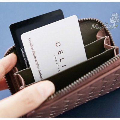 MagicQueen㊣韓國精品服飾．BV質感編織紋小羔羊拉鍊卡片零錢包短夾/現+預