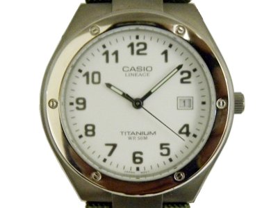 [專業模型] 軍錶 [CASIO LIN-164B] 卡西歐 [鈦合金]石英軍錶-[白色面+日期]計設/時尚/軍錶