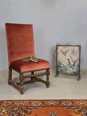 【卡卡頌  歐洲古董】法國 螺旋橡木雕刻 沙發 閱讀椅 穿鞋椅 古董椅 歐洲老件 ch0947 ✬