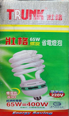【敬】全新 庫存 出清 壯格 65W E27 螺旋 燈泡 黃光 3000K 燈泡色 220V 麗晶 省電 房間 市場
