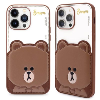 GARMMA LINE FRIENDS iPhone14 手機殼 14Pro 14ProMax 插卡式保護套 嘟嘟熊大