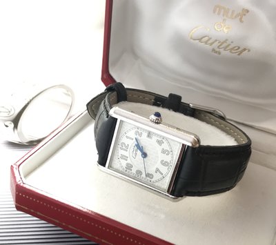 Cartier 附原廠盒 Must de Cartier 最大款 銀框 TANK 男女用錶