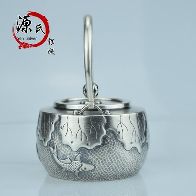 家用純銀999燒水壺日本進口純手工一張打銀壺煮水壺茶具 小水壺爆款