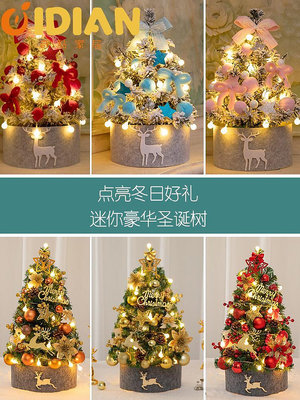 桌面圣誕樹家用小型裝飾擺件迷你聖誕樹裝飾掛件飾品套裝場景布置-奇點家居