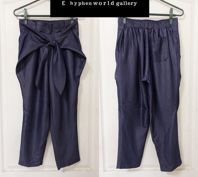 日本品牌【e hyphen world gallery】深藍 光澤感 後腰鬆緊 前綁帶 美褲~直購價290~3/25