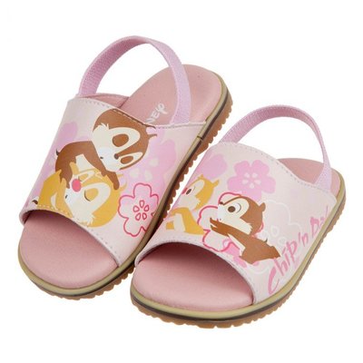 童鞋(12.5~15公分)Disney迪士尼奇奇蒂蒂草莓粉鬆緊帶寶寶拖鞋D1E614G