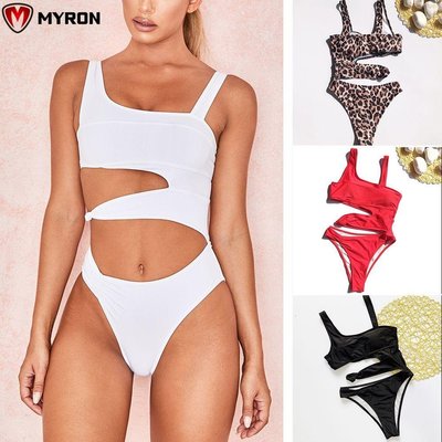 Myron New Bikini Set Off 肩 Monokini 女士泳衣沙灘裝單肩一件泳衣 / 多色