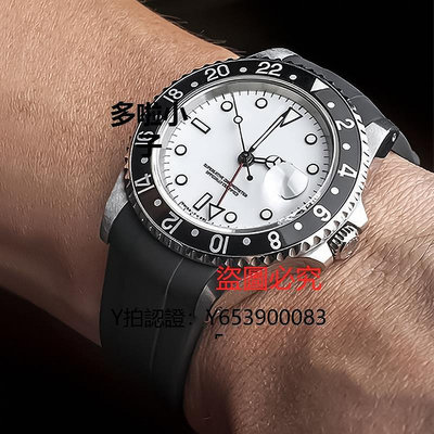 錶帶 勞力士錶帶黑水鬼藍綠水鬼迪通拿GMT弧形橡膠硅膠帶手錶配件20mm