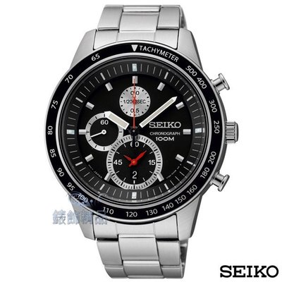 【錶飾精品】SEIKO手錶 SNDD85P1 精工錶 黑面黑框夜光 日期防水 三眼計時鋼帶男表 原廠正品