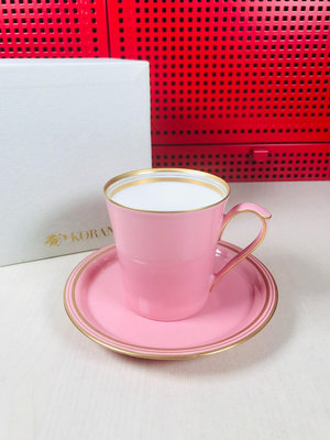 #家庭咖啡器具 日本香蘭社粉色咖啡杯 馬克杯 蛋糕盤 碟