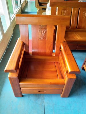 鴻宇傢俱~英倫黃花梨全實木單人座木椅~有實品可看~木製沙發~促銷優惠價、另有折扣價