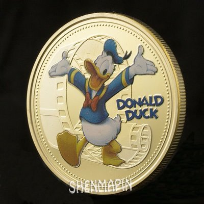 現貨熱銷-【紀念幣】迪士尼米老鼠唐老鴨紀念幣迪士尼90周年經典卡通金幣兒童生日禮物
