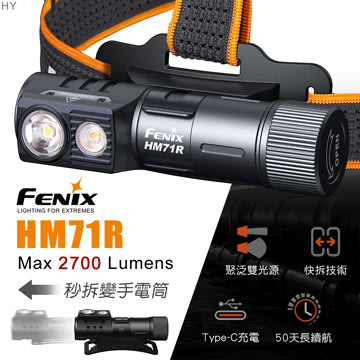 【LED Lifeway】FENIX HM71R 2700流明 Type-C 高性能多用途工業頭燈(1*21700)