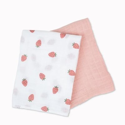 加拿大lulujo經典多功能竹纖維包巾-2入組(草莓)
