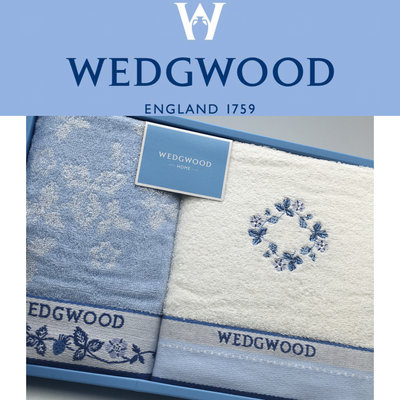 【皮老闆二店】 新古真品 WEDG WOOD 毛巾 方巾 綿100% 盒裝2件組 盒433