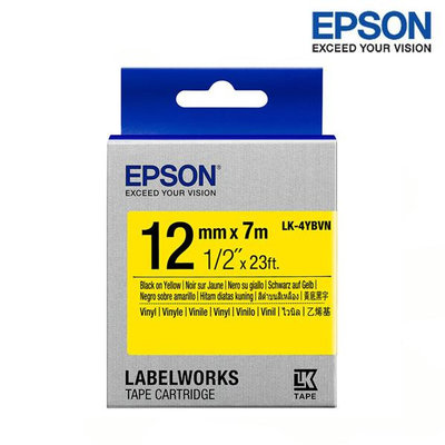 【含稅】EPSON LK-4YBVN 黃底黑字 標籤帶 耐久型 (寬度12mm) 標籤貼紙 S654480