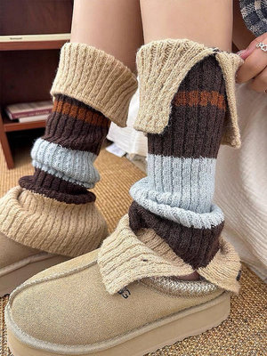 雪地靴 襪套 堆堆襪 保暖 拼色毛線襪 針織襪