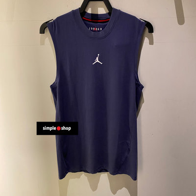 【Simple Shop】NIKE JORDAN LOGO 籃球背心 寬肩 喬丹 運動背心 深藍色 DM1828-410