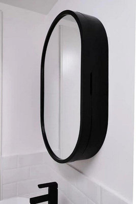 北歐智能浴室鏡櫃橢圓實木帶燈衛生間洗手間廁所壁掛圓鏡子掛墻式