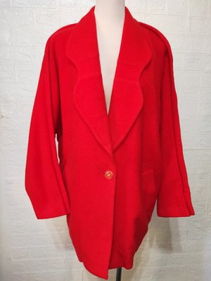093大尺碼紅色西裝毛外套
