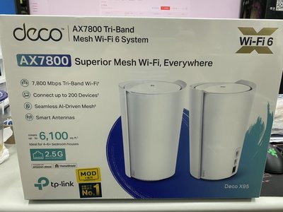 TP-Link Deco X95 AX7800 三頻無線網路WiFi 6 網狀Mesh路由器(2入)📌自取價10050