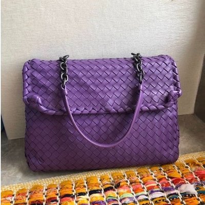 Bottega Veneta Olimpia 紫色 編織羊皮包 女士時尚 側背包 肩背包 斜挎包 單肩包 女生包包