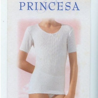 【西班牙 PRINCESA】 (4489) 女童條紋無縫棉短袖衛生衣(10)
