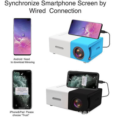 爆款yg300有線同屏款迷你可攜式投影機家用兒童早教投影儀