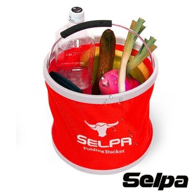 韓國SELPA 收納大容量可摺疊多用途水桶 紅色
