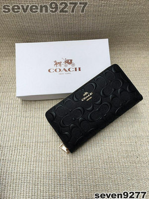 全新正品 COACH  蔻馳 53834 低價直購新款壓花浮雕款 女士拉鏈長夾 錢包 超低價+：seven9277