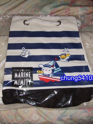 全新 Mimity 海軍風帆布包/海洋束口後背包