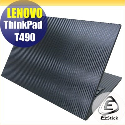 【Ezstick】Lenovo ThinkPad T490 黑色立體紋機身貼 (含上蓋貼、鍵盤週圍貼) DIY包膜