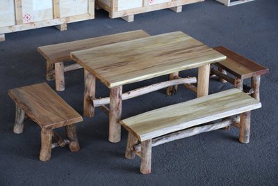 【原味手工家具】馬來柚木餐桌椅組-台南 原木 家具