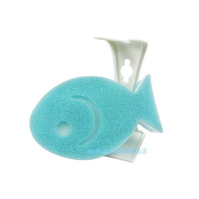 asdfkitty可愛家☆日本製-小魚造型藍色清潔海綿-附收納架