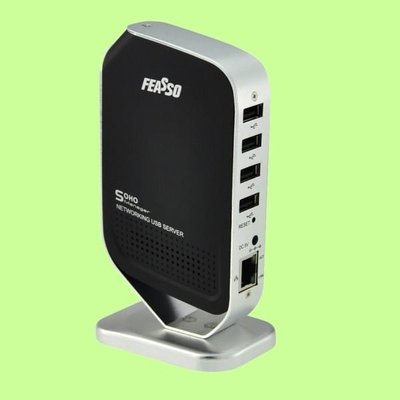 5Cgo【權宇】FEASSO RJ45轉4 PORT USB 2.0四口一對四印表機伺服器/多功能共享AIO事務機 含稅