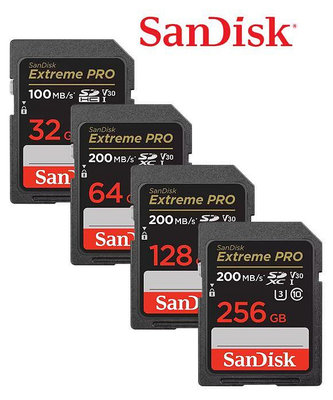 SanDisk EXTREME PRO 32GB 64GB 128GB 256GB SD SDXC 4K 相機記憶卡 記憶卡