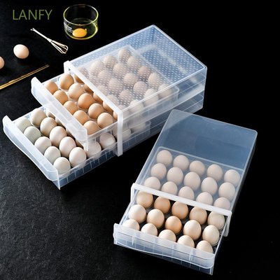 LANFY 廚房冰柜保持新鮮透明的塑膠抽屜式雞蛋儲藏箱蛋盤-專業五金