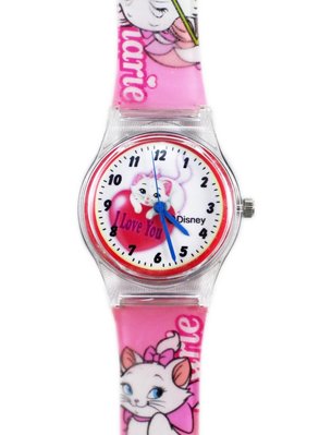 【卡漫迷】出清特價 199元 瑪莉貓 手錶 愛心 ㊣版 Marie 瑪麗貓 兒童錶 ~ 女錶 卡通錶