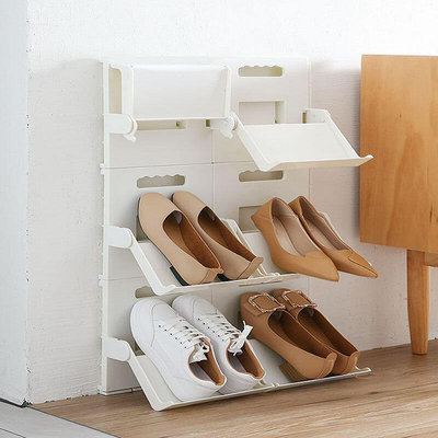 Ms.Wu 塑料組合式鞋架 可摺疊立式鞋架 家用門口簡易鞋櫃 鞋子收納架