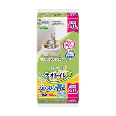 日本直送Unicharm 消臭抗菌尿片20入裝 天然皂香型☆喵星花園☆貓尿墊(雙層貓砂盆)尿布墊/貓尿片