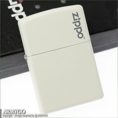 【ARMYGO】ZIPPO原廠打火機-No.214ZL 白色平光拷漆款 (LOGO款)