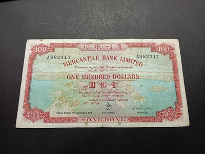 香港經典老紙幣1973年有利銀行地圖100元 流通好品 紙板