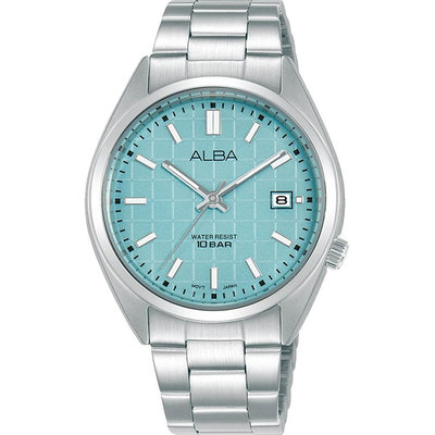 「官方授權」ALBA 雅柏 Active Ladies 格紋冰藍簡約 時尚女腕錶(AG8M37X1)-36mm