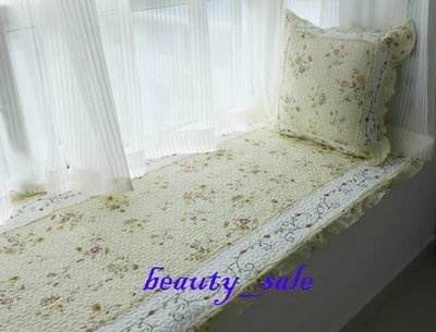 刺繡玫瑰 純棉 絎縫 沙發墊 坐墊 飄窗墊 瑜珈墊 90x180cm