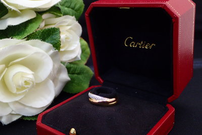 Cartier卡地亞TRINITY系列3環鑽戒.18K金