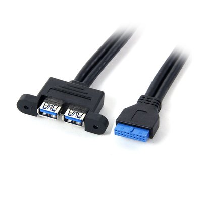 U3-043 20pin轉雙USB母線 USB3.0轉接線 機殼轉接線 主機板轉接線 USB19針轉接線 可鎖面板