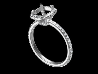 18K金 公主方鑽石1.5克拉空台 婚戒指鑽戒台女戒線戒 款號RD03367特價31,100 另售GIA鑽石