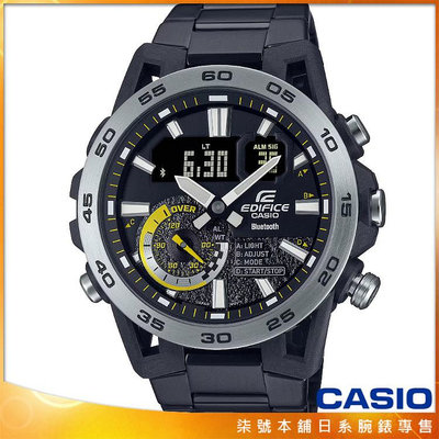 【柒號本舖】CASIO卡西歐 EDIFICE 賽車鋼帶錶-IP黑 / ECB-40DC-1A 台灣公司貨