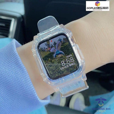 apple watch 錶帶 透明連體錶帶冰川手錶帶 蘋果手錶iw-OPLAY潮玩數碼